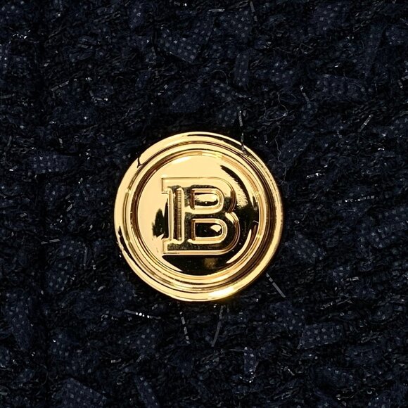 Balmain Black Textured Knit Shorts With Gold Button Detail & Side Zipper Size 34 - Picture 5 of 8